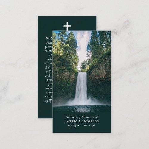 Waterfall Photo Cross Memorial Prayer Card