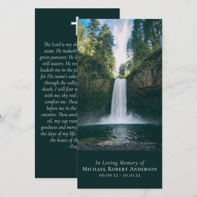 Waterfall Photo Prayer Memorial Bookmark (Front/Back)