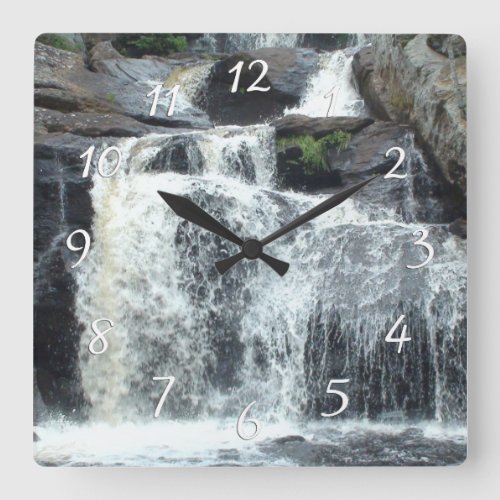Waterfall Photography Square Wall Clock