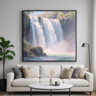 Waterfall Pond - Digital Pastel Painting Style Poster