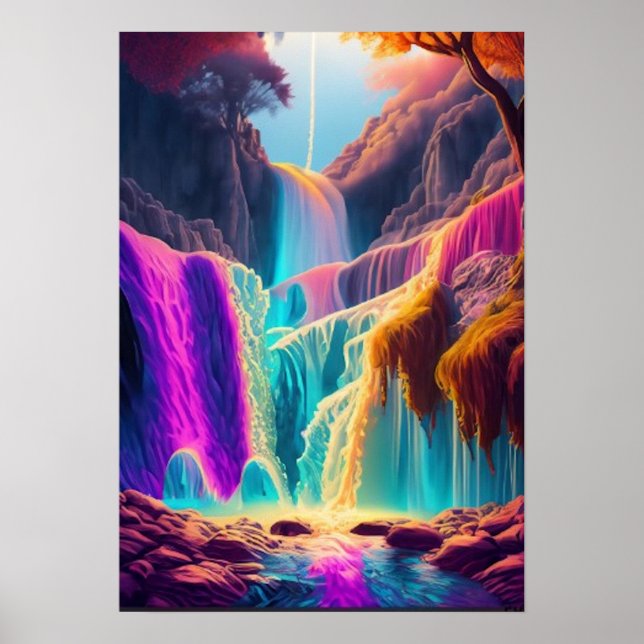 Waterfall Psychedelic Art Poster (Front)