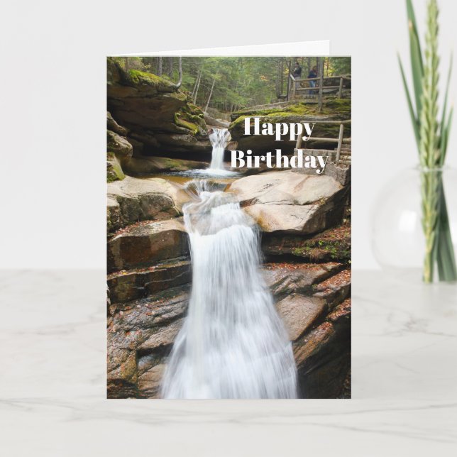 Waterfall Sabbaday White Mountains Photo Birthday Card (Front)