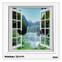 Waterfall Scenic View Mural Fake Window