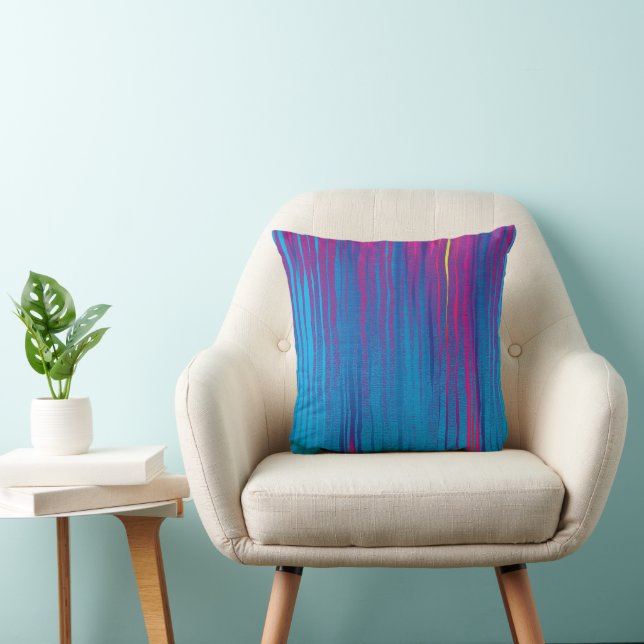 Waterfall Seamless Blue Fuchsia Lavender Throw Pillow (Chair)