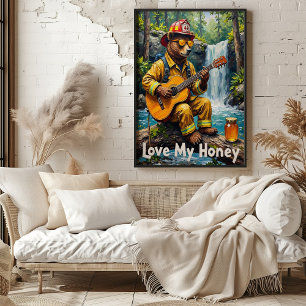 Waterfall Serenade: Bear's Acoustic Flow Poster