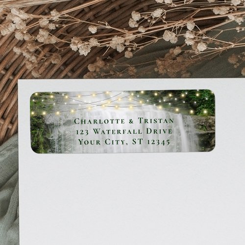 Waterfall String Lights Wedding Return Address Label