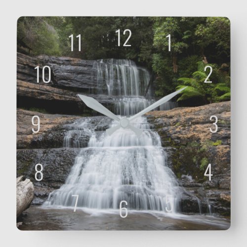 Waterfall Tasmania Australia Landscape Nature Square Wall Clock