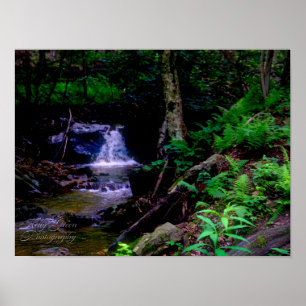 Waterfall through Rocks Poster