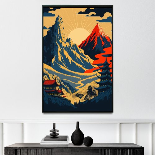 waterfall ukiyo_e style poster