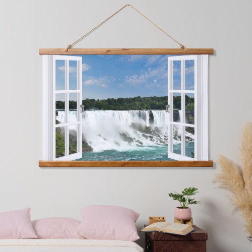Waterfall View Wood Frame Wall Tapestry 