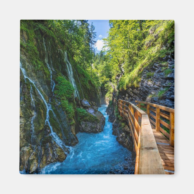 Waterfall Wimbachklamm Gorge Wooden Path Bavarian  Magnet (Front)