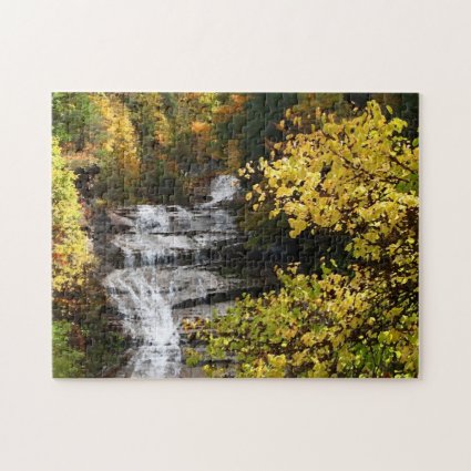 Waterfall with Autumn Foliage Jigsaw Puzzle