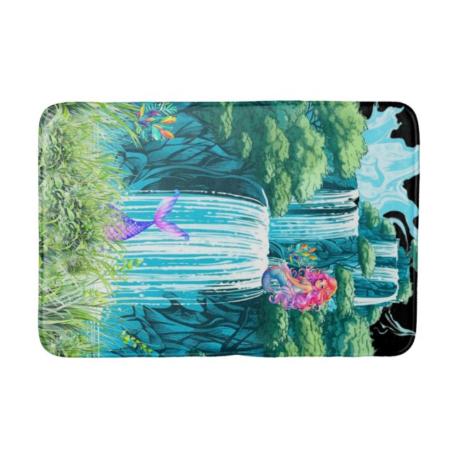 waterfall with mermaids bath mat (Front)