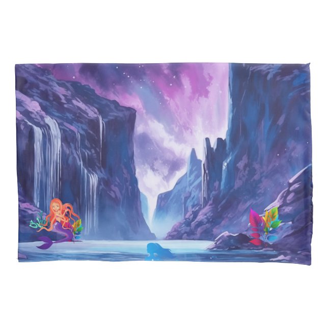 waterfall with mermaids pillow case (Front)