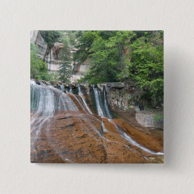 Waterfall, Zion National Park, Utah, USA Pinback Button (Front)