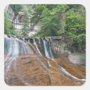 Waterfall, Zion National Park, Utah, USA Square Sticker