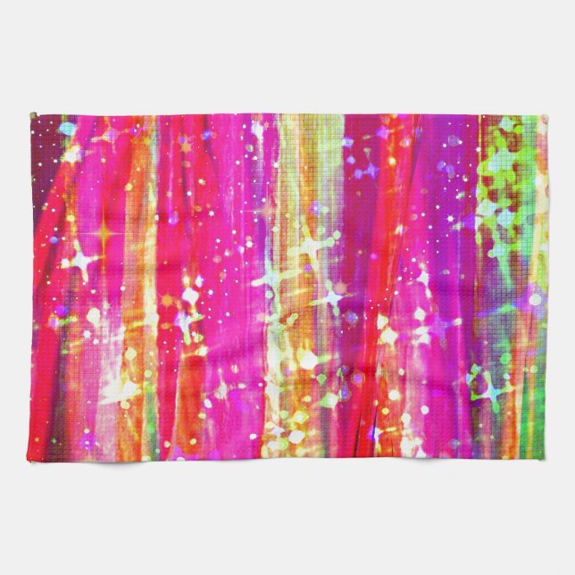 WATERFALLS Abstract Stripes Pink Purple Painting Towel (Horizontal)