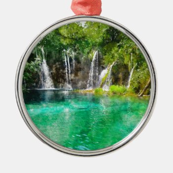 Waterfalls At Plitvice National Park In Croatia Metal Ornament by bbourdages at Zazzle