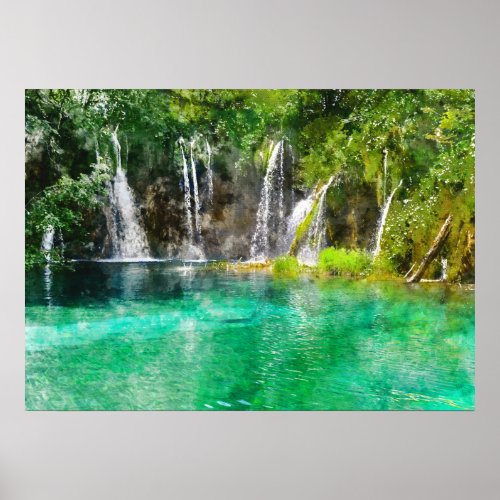 Waterfalls at Plitvice National Park in Croatia Poster