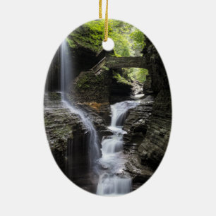 Waterfalls at Watkins Glen, NY Ceramic Ornament