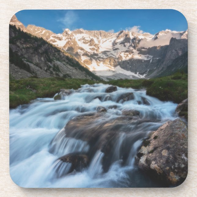 Waterfalls | Aviolo Lake, Italy Beverage Coaster (Front)