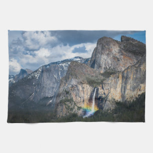 Waterfalls Bridal Veil Falls Yosemite California Kitchen Towel