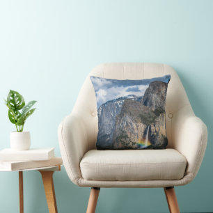 Waterfalls Bridal Veil Falls Yosemite California Throw Pillow