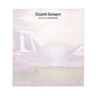 Waterfalls & Cherry Trees around a Lake Notepad