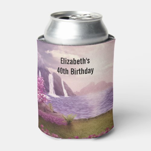 Waterfalls  Cherry Trees by a Lake Birthday Can Cooler