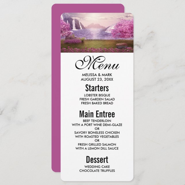 Waterfalls & Cherry Trees by a Lake Invitation (Front/Back)