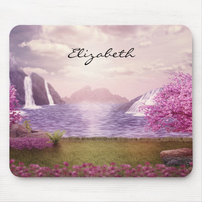  Waterfalls & Cherry Trees by a Lake Mouse Pad (Front)
