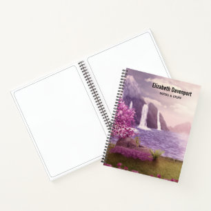 Waterfalls & Cherry Trees by a Lake Notebook