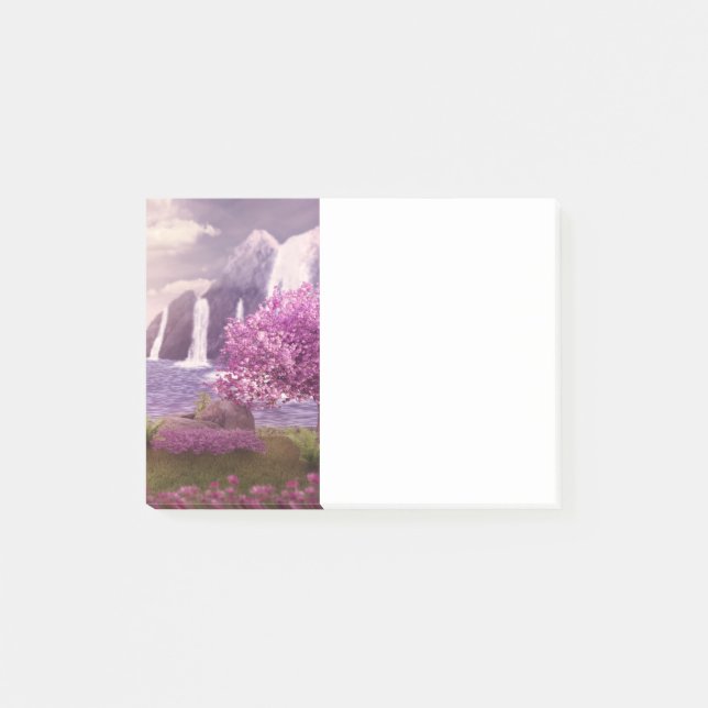 Waterfalls & Cherry Trees by a Lake Post-it Notes (Front)