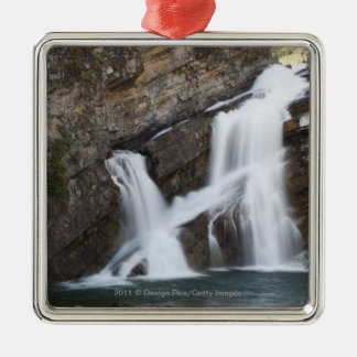 Waterfalls Coming Out Of A Rock Cliff Metal Ornament