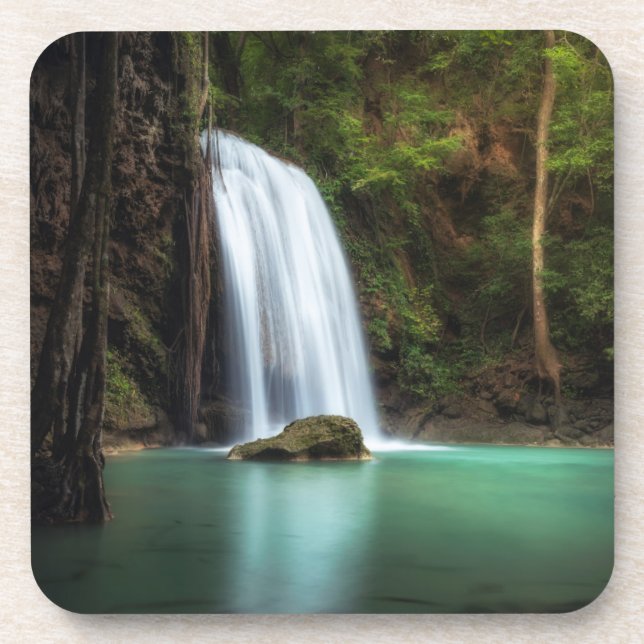Waterfalls | Erawan Waterfall, Thailand Beverage Coaster (Front)