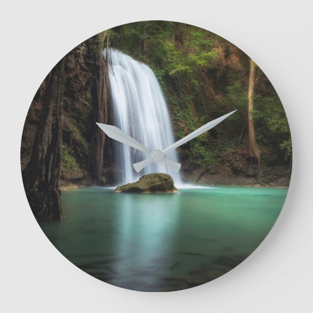 Waterfalls | Erawan Waterfall, Thailand Large Clock (Front)