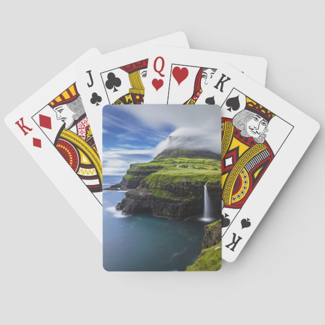 Waterfalls | Faroe Islands, Denmark Poker Cards (Back)