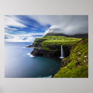 Waterfalls Faroe Islands, Denmark Poster