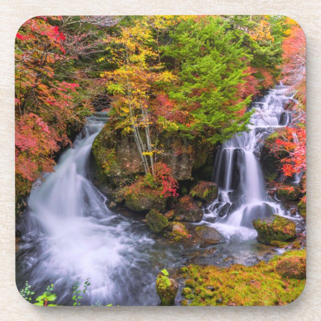 Waterfalls | Faucet Waterfalls Nikko Japan Fall Beverage Coaster (Front)