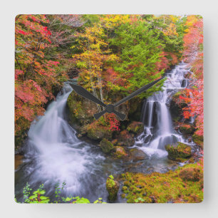 Waterfalls   Faucet Waterfalls Nikko Japan Fall Square Wall Clock