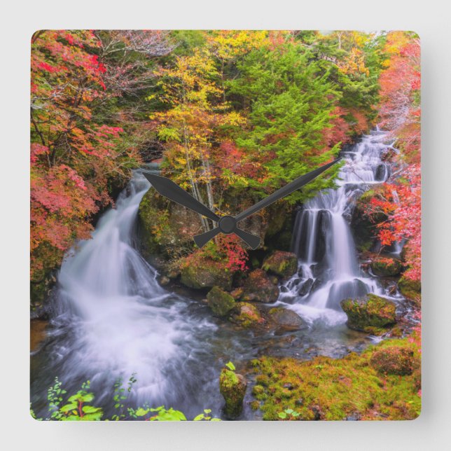 Waterfalls | Faucet Waterfalls Nikko Japan Fall Square Wall Clock (Front)