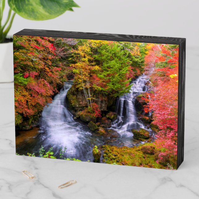 Waterfalls | Faucet Waterfalls Nikko Japan Fall Wooden Box Sign (In Situ Horizontal)