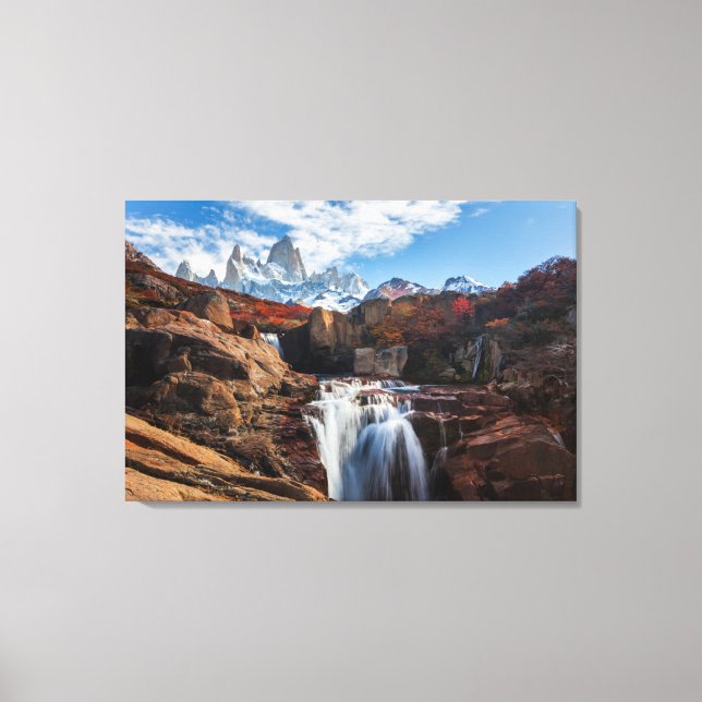 Waterfalls | Fitz Roy Mountain, Argentina Canvas Print (Front)
