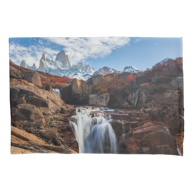 Waterfalls | Fitz Roy Mountain, Argentina Pillow Case (Front)
