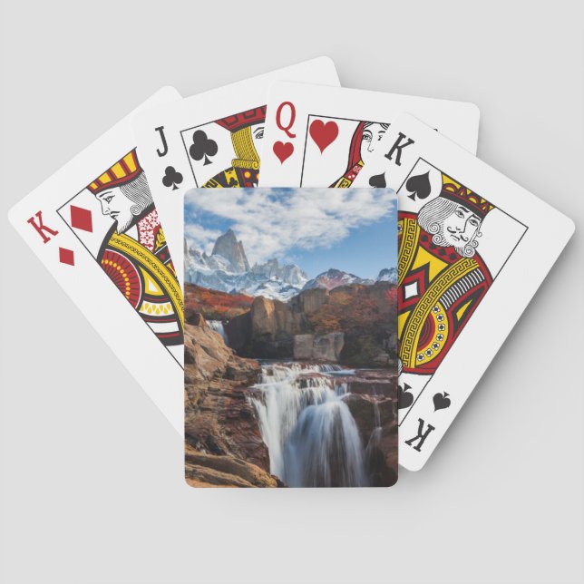 Waterfalls | Fitz Roy Mountain, Argentina Poker Cards (Back)