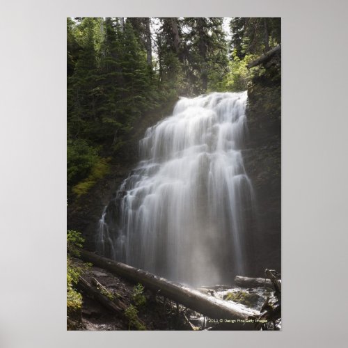 Waterfalls Flowing Down A Rock Cliff Poster
