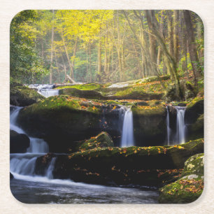 Waterfalls   Great Smoky Mountain National Park Square Paper Coaster