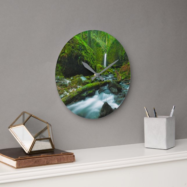 Waterfalls | Grotto Falls, Oregon Large Clock (Office)