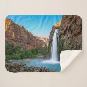 Waterfalls Havasu Falls at Sunset Sherpa Blanket