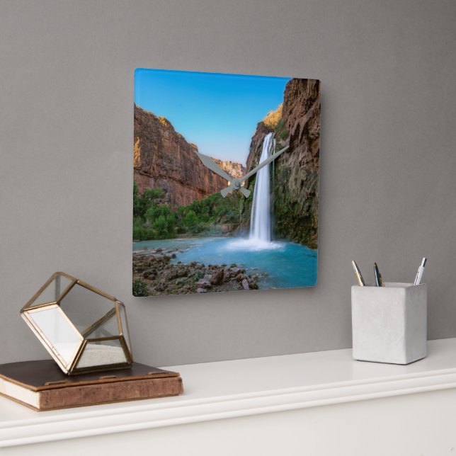 Waterfalls | Havasu Falls at Sunset Square Wall Clock (Office)